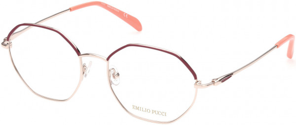 Emilio Pucci EP5169 Eyeglasses, 068 - Shiny Rose Gold & Cyclamen / Solid Salmon Lenses
