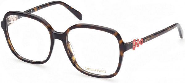 Emilio Pucci EP5177 Eyeglasses, 052 - Shiny Classic Dark Havana / Shiny Classic Dark Havana & Coral Lenses