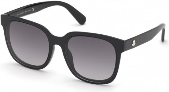 Moncler ML0198 Sunglasses, 01B - Shiny Black / Gradient Smoke Lenses