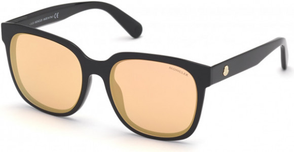 Moncler ML0198 Sunglasses, 01G - Shiny Black /  Brown Lenses W. Bronze Flash
