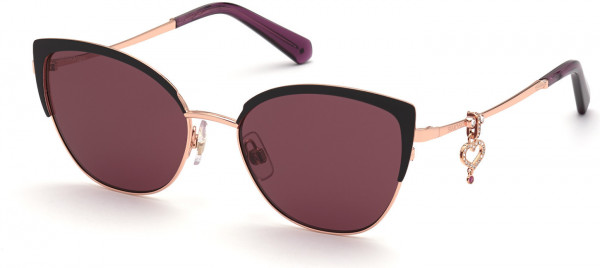 Swarovski SK0318 Sunglasses, 01Z - Shiny Black  / Gradient Or Mirror Violet