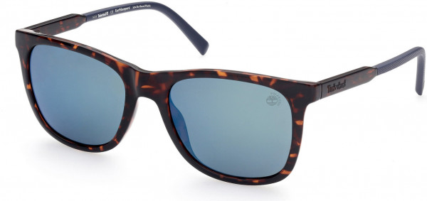 Timberland TB9255 Sunglasses, 52D - Shiny Tortoise Front/temples W/ Blue Tip Ends / Blue Flash Lenses