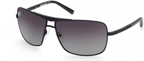 Timberland TB9258 Sunglasses, 02D - Satin Matte Black Front/temples W/ Black Tips / Smoke Gradient Lenses