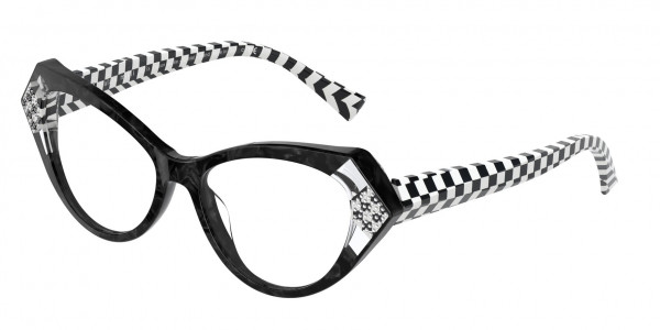 Alain Mikli A03108B Eyeglasses, 001 NOIR/CRYS/BLK WHITE DAMI (BLACK)