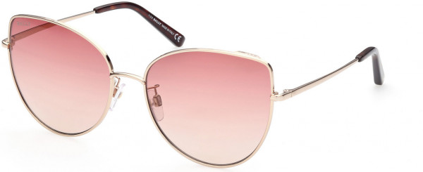 Bally BY0072-H Sunglasses, 28T - Shiny Rose Gold / Yellow Gradient Bordeaux - Red Havana Lenses