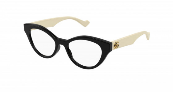 Gucci GG0959O Eyeglasses, 002 - BLACK with WHITE temples and TRANSPARENT lenses