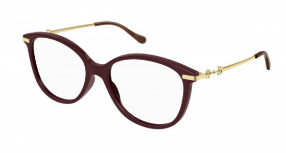 Gucci GG0967O Eyeglasses, 003 - BROWN with GOLD temples and TRANSPARENT lenses