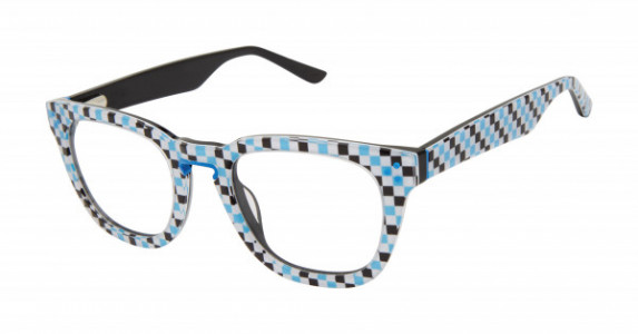 Zuma Rock ZR014 Eyeglasses, Black / White / Blue Check (MUL)