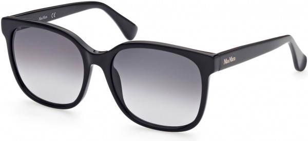 Max Mara MM0025 Logo7 Sunglasses, 01B - Shiny Black / Gradient Smoke