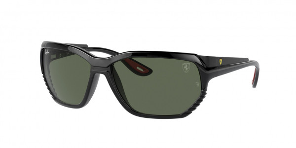 Ray-Ban RB4366M Sunglasses, F60171 BLACK ON MATTE BLACK DARK GREE (BLACK)