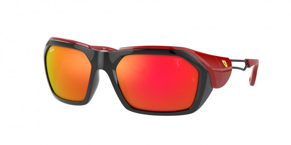 Ray-Ban RB4367M Sunglasses, F6016Q BLACK BROWN MIRROR ORANGE (BLACK)