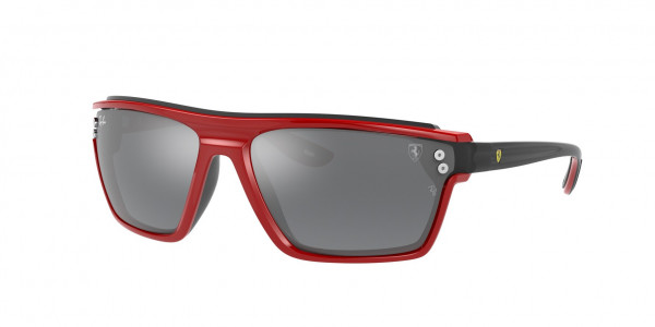 Ray-Ban RB4370M Sunglasses, F6236G RED ON RUBBER BLACK GREY MIRRO (RED)