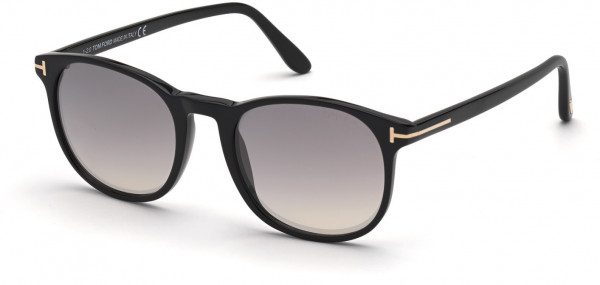 Tom Ford FT0858 Ansel Sunglasses, 01C - Shiny Black / Gradient Smoke Lenses W. Gold Flash