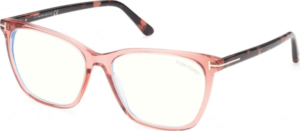 Tom Ford FT5762-B Eyeglasses, 074 - Shiny Light Pink / Coloured Havana