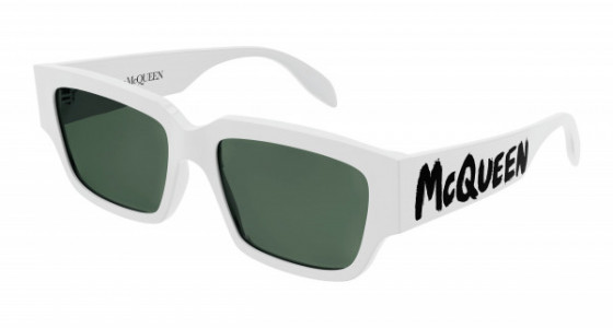 Alexander McQueen AM0329S Sunglasses, 003 - WHITE with GREEN lenses