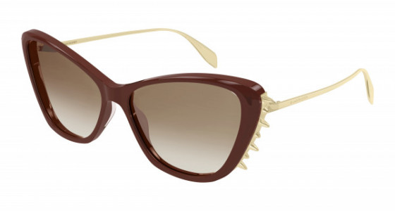Alexander McQueen AM0339S Sunglasses, 003 - BROWN with GOLD temples and BROWN lenses