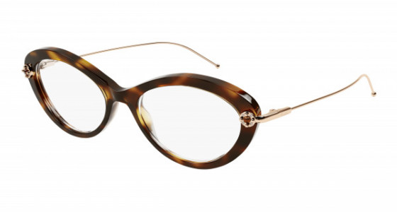 Pomellato PM0099O Eyeglasses, 002 - HAVANA with GOLD temples and TRANSPARENT lenses