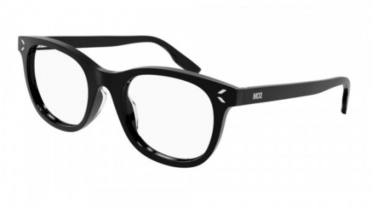 McQ MQ0328O Eyeglasses, 001 - BLACK with TRANSPARENT lenses