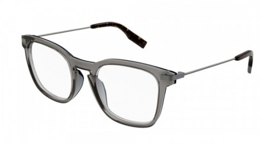 McQ MQ0338O Eyeglasses, 001 - BLACK with GUNMETAL temples and TRANSPARENT lenses