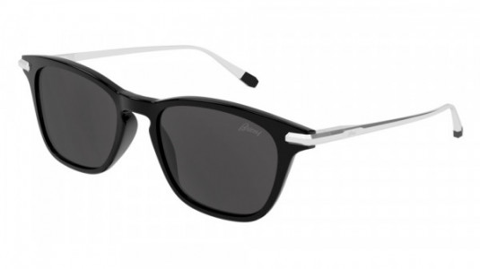 Brioni BR0092S Sunglasses, 001 - BLACK with SILVER temples and GREY lenses