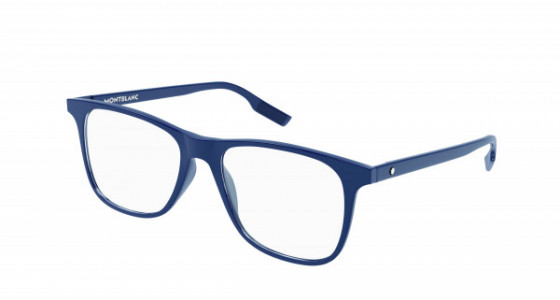 Montblanc MB0174O Eyeglasses, 003 - BLUE with TRANSPARENT lenses