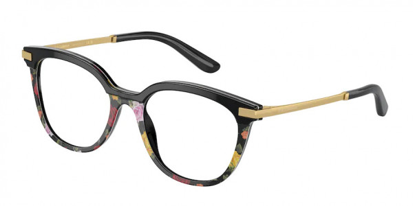 Dolce & Gabbana DG3346 Eyeglasses, 3400 BLACK ON WINTER FLOWERS PRINT (BLACK)