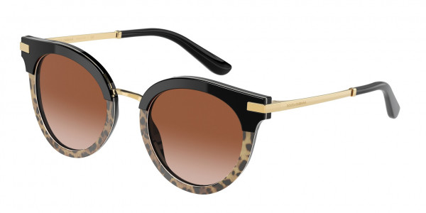 Dolce & Gabbana DG4394 Sunglasses, 324413 BLACK/LEO PRINT BROWN GRADIENT (BLACK)