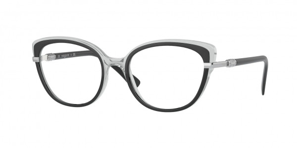 Vogue VO5383B Eyeglasses, 2928 TOP BLACK/TRANSPARENT GREY (BLACK)