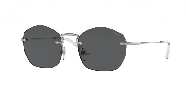 Vogue VO4216S Sunglasses, 323/87 BRUSHED SILVER DARK GREY (SILVER)