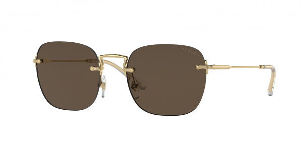 Vogue VO4217S Sunglasses, 280/73 BRUSHED GOLD DARK BROWN (GOLD)