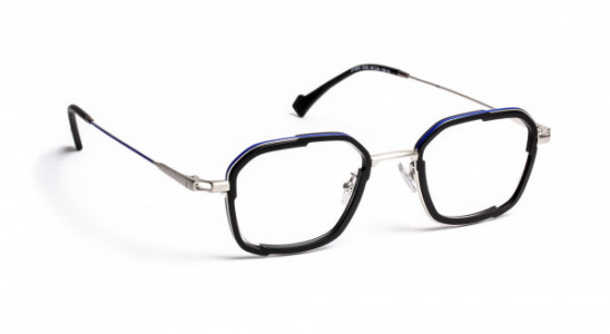 J.F. Rey JF2953 Eyeglasses, BLACK / KLEIN BLUE / BRUSHED SILVER (0025)