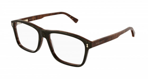 Gucci GG1045O Eyeglasses, 003 - BROWN with TRANSPARENT lenses
