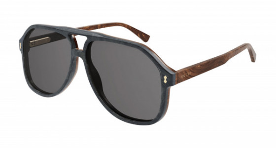 Gucci GG1042S Sunglasses, 003 - BLUE with BROWN temples and GREY lenses