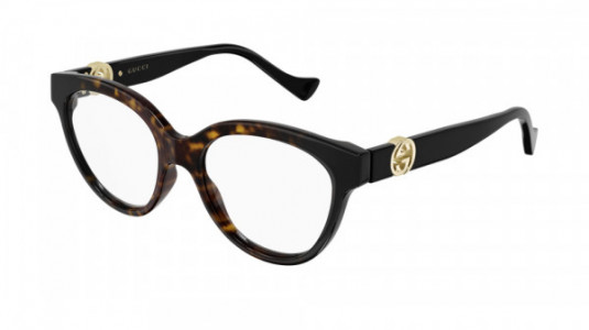 Gucci GG1024O Eyeglasses, 009 - HAVANA with BLACK temples and TRANSPARENT lenses