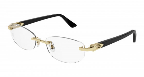 Cartier CT0318O Eyeglasses, 001 - GOLD with BLACK temples and TRANSPARENT lenses