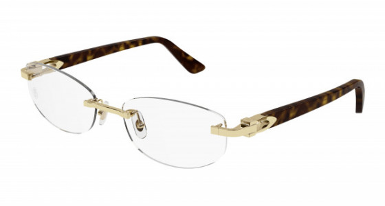 Cartier CT0318O Eyeglasses, 002 - GOLD with HAVANA temples and TRANSPARENT lenses