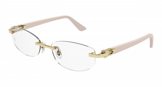 Cartier CT0318O Eyeglasses, 004 - GOLD with NUDE temples and TRANSPARENT lenses