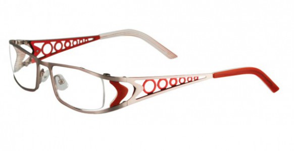 EasyClip S2502 Eyeglasses, SILVER/SILVER AND RUBY