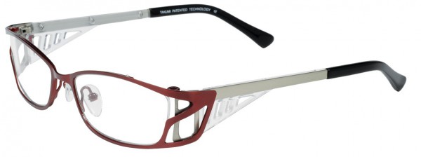 Takumi T9742 Eyeglasses, CRANBERRY/SILVER AND CLEAR