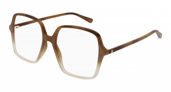 Gucci GG1003O Eyeglasses, 003 - BROWN with TRANSPARENT lenses