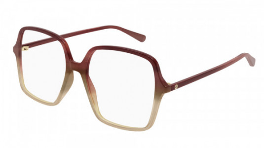 Gucci GG1003O Eyeglasses, 004 - RED with TRANSPARENT lenses