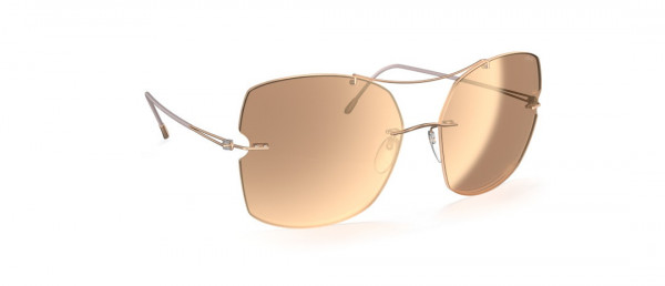 Silhouette Rimless Shades 8183 Sunglasses, 3530 Glossy Caramel Mirror