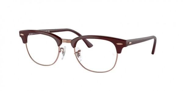 Ray-Ban Optical RX5154 CLUBMASTER Eyeglasses, 8230 CLUBMASTER BORDEAUX ON ROSE GO (RED)