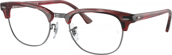 Ray-Ban Optical RX5154 CLUBMASTER Eyeglasses, 8376 CLUBMASTER STRIPED RED ON GUNM (RED)
