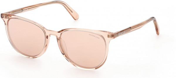 Moncler ML0211 Gigabeam Sunglasses, 72Z - Shiny Transparent Pink / Pink Lenses W. Silver Flash