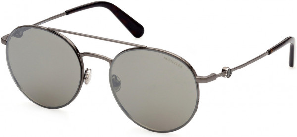 Moncler ML0214 Sunglasses, 13Q - Matte Dark Ruthenium / Green Mirrored Lenses