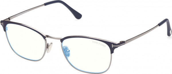 Tom Ford FT5750-B Eyeglasses, 091 - Matte Blue / Shiny Dark Ruthenium
