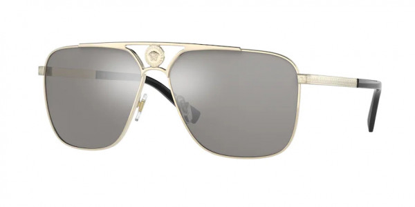 Versace VE2238 Sunglasses, 12526G PALE GOLD LIGHT GREY MIRROR SI (GOLD)
