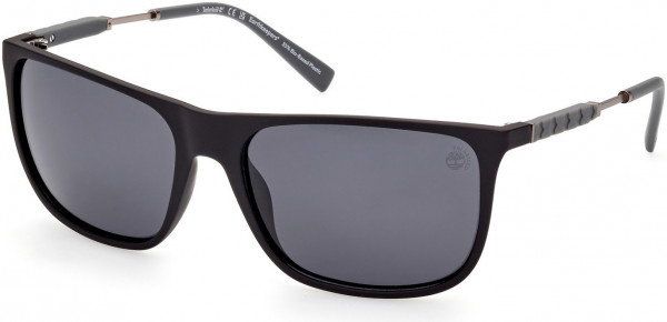 Timberland TB9281 Sunglasses, 02D - Matte Black Front/ Grey Rubber Boot Detail/ Smoke Lenses
