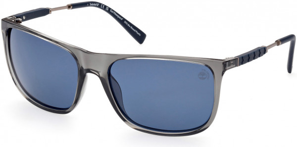 Timberland TB9281 Sunglasses, 20D - Shiny Crystal Grey/ Blue Rubber Boot Detail/ Blue Lenses